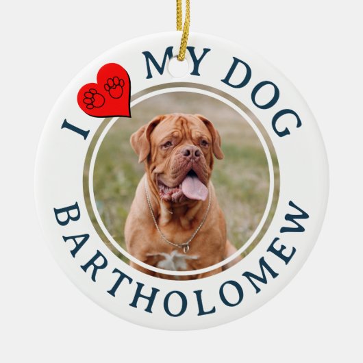 オーダーメイド I LOVE MY DOG 写真 セラミックオーナメント (正面)