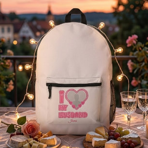 オーダーメイド I Love My Husband – 写真と名前を追加 プリントバックパック