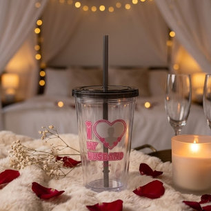 オーダーメイド I Love My Husband – 写真と名前入り アクリルタンブラー