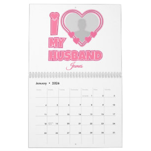 オーダーメイド I Love My Husband – 写真と名前入り カレンダー