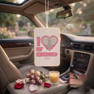 オーダーメイド I Love My Husband – 写真と名前入り カーエアーフレッシュナー
