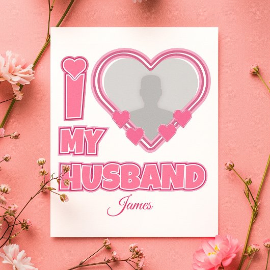 オーダーメイド I Love My Husband – 写真と名前入り カード