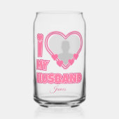 オーダーメイド I Love My Husband – 写真と名前入り ガラス缶 (正面)