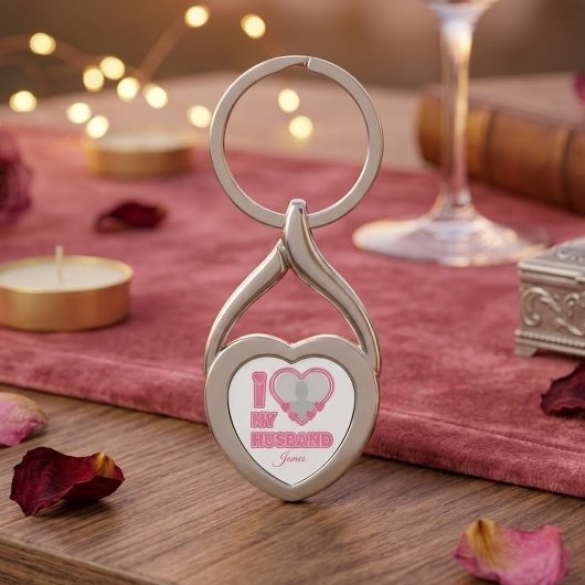 オーダーメイド I Love My Husband – 写真と名前入り キーホルダー