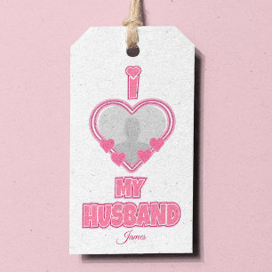 オーダーメイド I Love My Husband – 写真と名前入り ギフトタグ