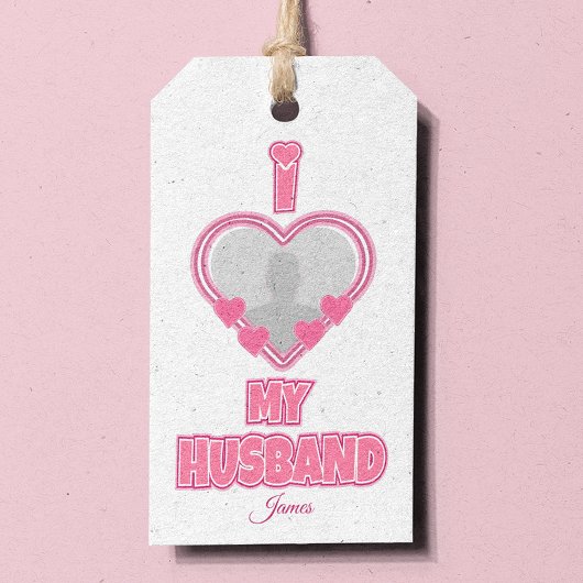 オーダーメイド I Love My Husband – 写真と名前入り ギフトタグ