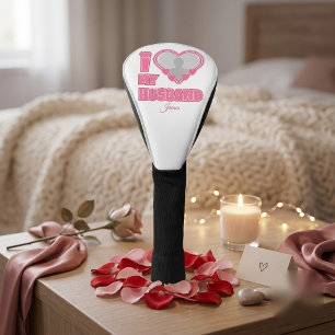 オーダーメイド I Love My Husband – 写真と名前入り ゴルフヘッドカバー
