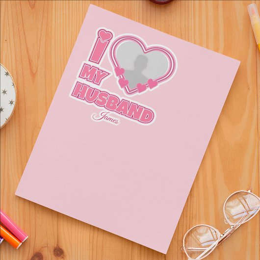 オーダーメイド I Love My Husband – 写真と名前入り シール