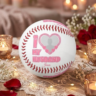 オーダーメイド I Love My Husband – 写真と名前入り ソフトボール