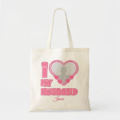 オーダーメイド I Love My Husband – 写真と名前入り トートバッグ (正面)