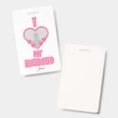 オーダーメイド I Love My Husband – 写真と名前入り バッジ (正面&裏面)