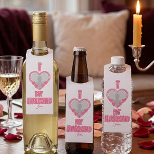オーダーメイド I Love My Husband – 写真と名前入り ボトルネックタグ