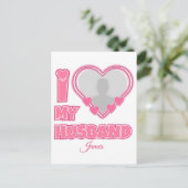 オーダーメイド I Love My Husband – 写真と名前入り ポストカード (スタンド正面)