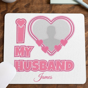 オーダーメイド I Love My Husband – 写真と名前入り マウスパッド