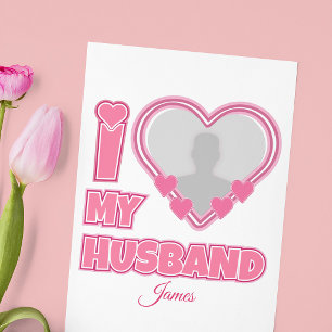 オーダーメイド I Love My Husband – 写真と名前入り 出欠カード