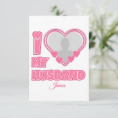オーダーメイド I Love My Husband – 写真と名前入り 出欠カード (スタンド正面)