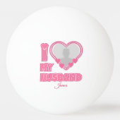 オーダーメイド I Love My Husband – 写真と名前入り 卓球ボール (正面)