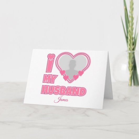 オーダーメイド I Love My Husband – 写真と名前入り 招待状 (正面)