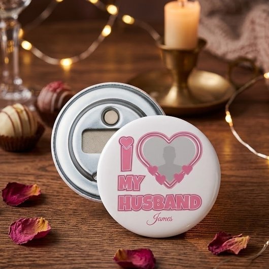 オーダーメイド I Love My Husband – 写真と名前入り 栓抜き