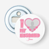 オーダーメイド I Love My Husband – 写真と名前入り 栓抜き (正面)