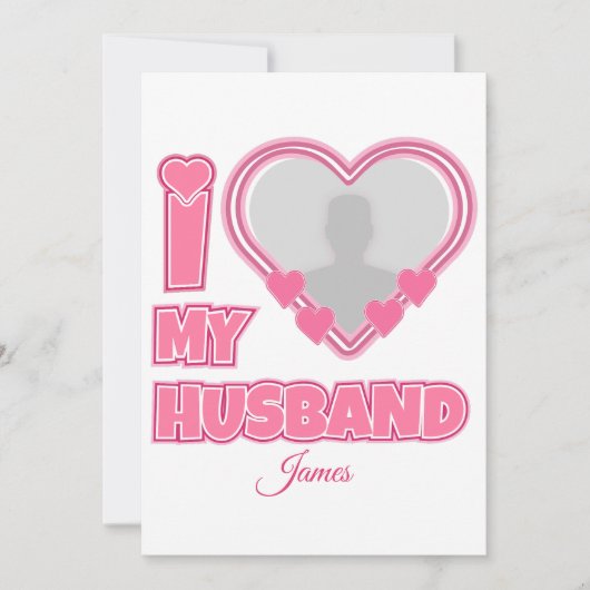 オーダーメイド I Love My Husband – 写真と名前入り 案内状 (正面)