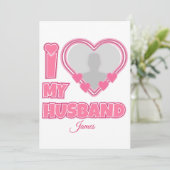 オーダーメイド I Love My Husband – 写真と名前入り 案内状 (スタンド正面)