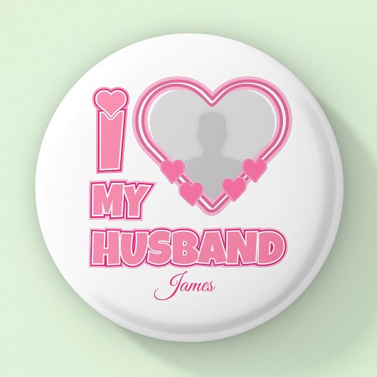 オーダーメイド I Love My Husband – 写真と名前入り 缶バッジ
