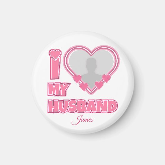 オーダーメイド I Love My Wife – 名前と写真を追加 マグネット (正面)