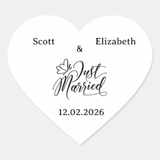オーダーメイド "Just Married" ウェディング ハートシール (正面)