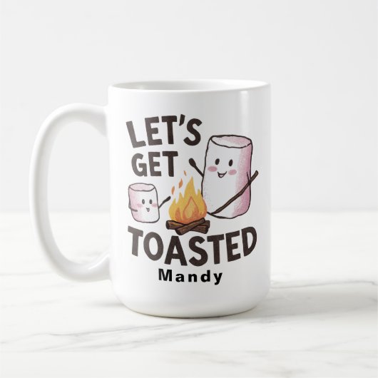 オーダーメイド "Let's Get Toasted" スモア キャンプ コーヒーマグカップ (左)