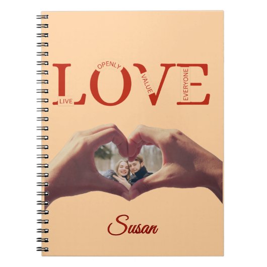 オーダーメイド LOVE アクロニム 写真入り ノートブック (正面)