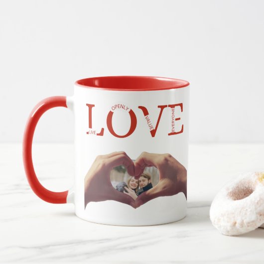 オーダーメイド LOVE アクロニム 写真  マグカップ (ドーナツ)