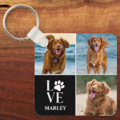オーダーメイド LOVE 犬好き 名前 写真コラージュ ペット キーホルダー (正面)