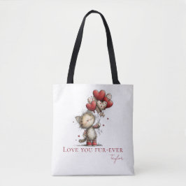 オーダーメイド Love You Fur-Ever 猫と風船 トートバッグ