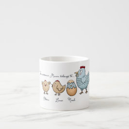 オーダーメイド Mama Chicken Chicks – 名前入り エスプレッソカップ