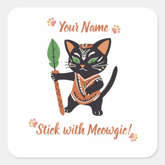 オーダーメイド Meowgic 猫ステッカーギフト! スクエアシール (正面)