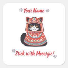 オーダーメイド Meowgic 猫ステッカーギフト! スクエアシール