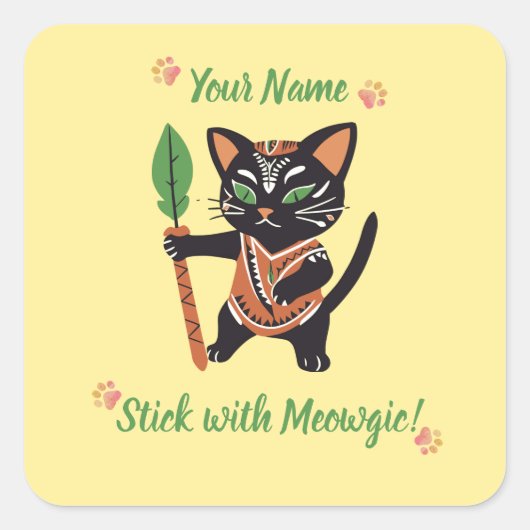オーダーメイド Meowgic 猫ステッカーギフト! スクエアシール (正面)