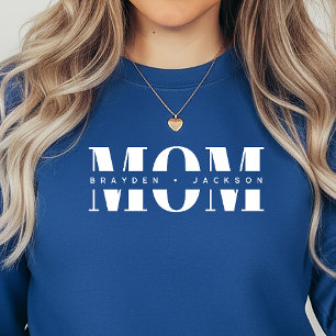 オーダーメイド MOM 子供の名前 モダンでおしゃれなママへのギフト スウェットシャツ