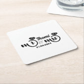 オーダーメイド Mr&Mrs エレガントな結婚式 スクエアペーパーコースター (アングル)
