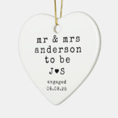 オーダーメイド Mr & Mrs タイポグラフィー 婚約 セラミックオーナメント (左)