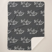 オーダーメイド Mr & Mrs チャコール ブランケット, 新婚夫婦へのギフト シェルパブランケット (正面)