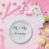 オーダーメイド Mr. & Mrs. ホワイト グレー 大理石 ペーパープレート (パーティー)