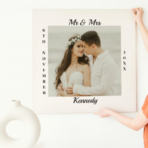 オーダーメイド Mr Mrs モノグラム 名前 日付 写真 ウェディング キャンバスプリント
