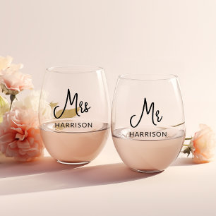オーダーメイド Mr & Mrs ワイングラス ステムなしワイングラス