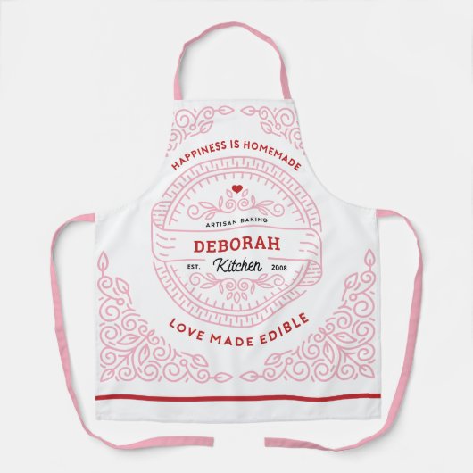 オーダーメイド PINK Homemade Bakingが幸せを運ぶ エプロン (正面)