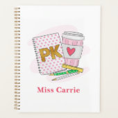 オーダーメイド Pre-K 先生 / ピンクの学校用品 プランナー手帳 (正面)