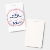 オーダーメイド RN バッジリール | 看護師の名前と心拍数デザイン バッジ (正面&裏面)