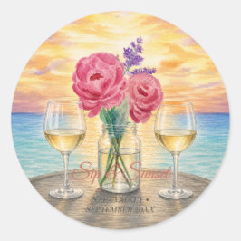 オーダーメイド Sip & Sunset 水彩ラウンドファーバー ラウンドシール