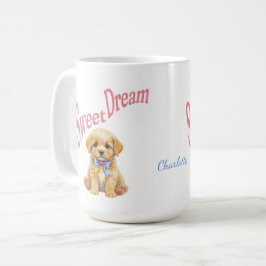 オーダーメイド"Sweet Dream"子犬の水彩マグ コーヒーマグカップ